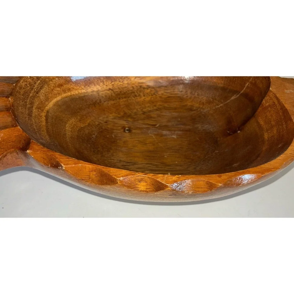 Pineapple Bowl‎ Monkey Pod Wood Carved Tray Dish Hawaii Vintage